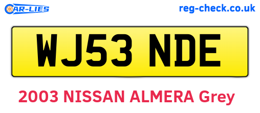 WJ53NDE are the vehicle registration plates.