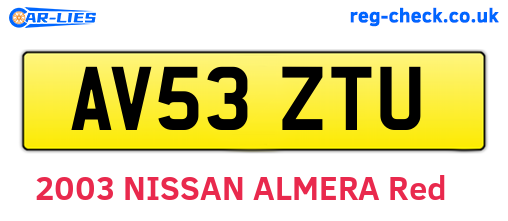 AV53ZTU are the vehicle registration plates.
