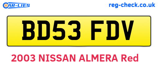 BD53FDV are the vehicle registration plates.