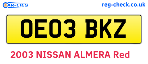 OE03BKZ are the vehicle registration plates.