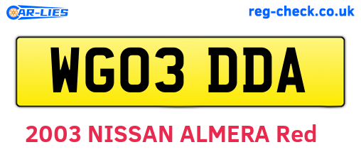 WG03DDA are the vehicle registration plates.