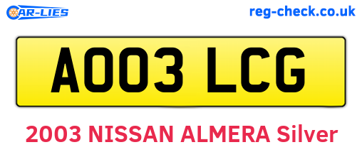 AO03LCG are the vehicle registration plates.