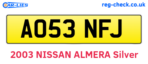 AO53NFJ are the vehicle registration plates.