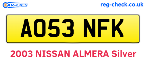 AO53NFK are the vehicle registration plates.