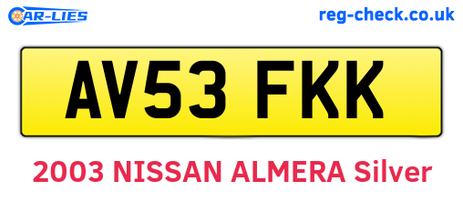 AV53FKK are the vehicle registration plates.