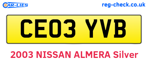 CE03YVB are the vehicle registration plates.