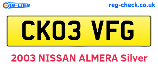 CK03VFG are the vehicle registration plates.