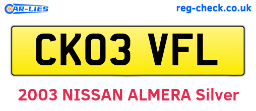 CK03VFL are the vehicle registration plates.