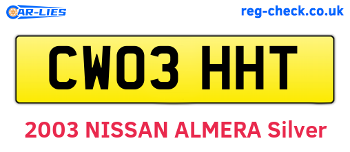 CW03HHT are the vehicle registration plates.