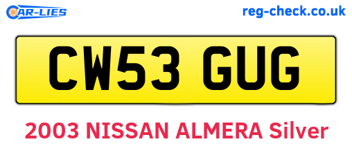 CW53GUG are the vehicle registration plates.