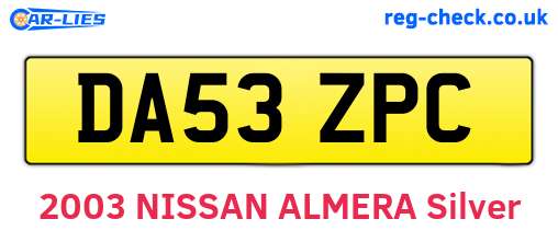 DA53ZPC are the vehicle registration plates.