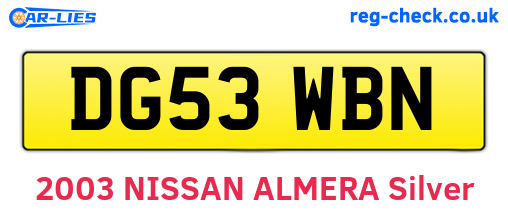 DG53WBN are the vehicle registration plates.