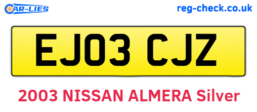 EJ03CJZ are the vehicle registration plates.