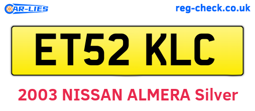 ET52KLC are the vehicle registration plates.