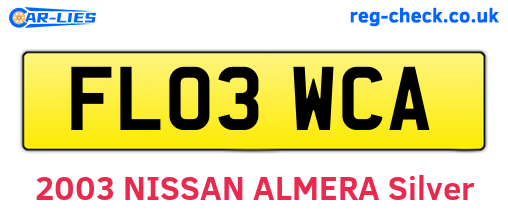 FL03WCA are the vehicle registration plates.