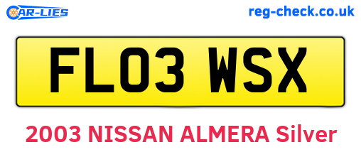 FL03WSX are the vehicle registration plates.