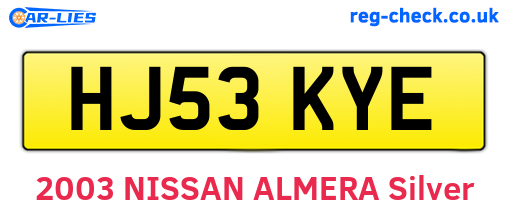HJ53KYE are the vehicle registration plates.
