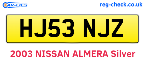 HJ53NJZ are the vehicle registration plates.