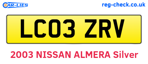 LC03ZRV are the vehicle registration plates.