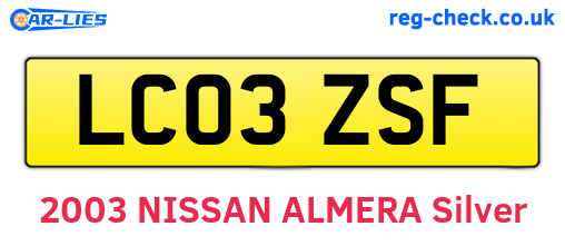 LC03ZSF are the vehicle registration plates.