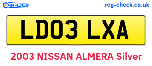 LD03LXA are the vehicle registration plates.