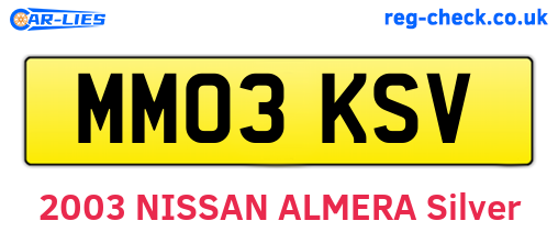 MM03KSV are the vehicle registration plates.