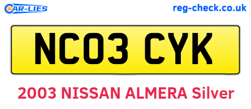 NC03CYK are the vehicle registration plates.