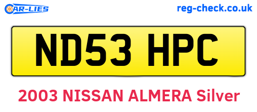 ND53HPC are the vehicle registration plates.