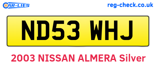 ND53WHJ are the vehicle registration plates.