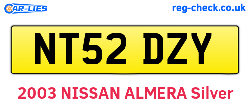NT52DZY are the vehicle registration plates.