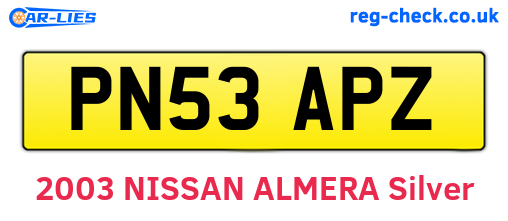 PN53APZ are the vehicle registration plates.