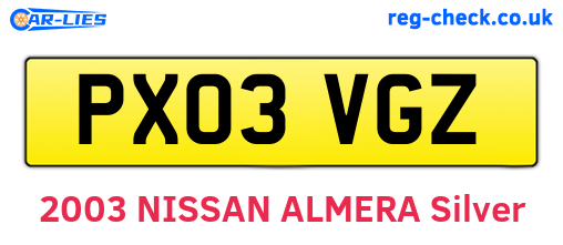 PX03VGZ are the vehicle registration plates.