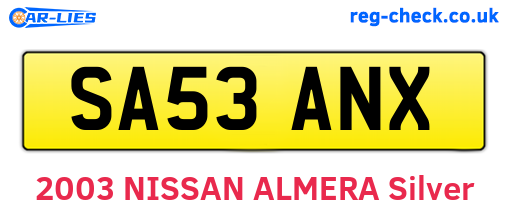 SA53ANX are the vehicle registration plates.