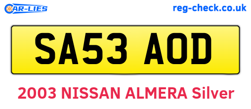SA53AOD are the vehicle registration plates.