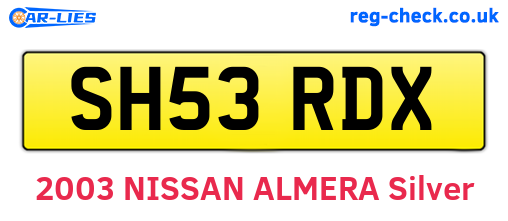 SH53RDX are the vehicle registration plates.
