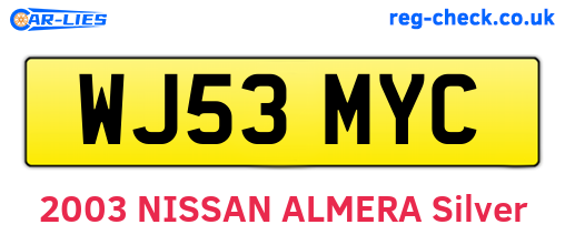 WJ53MYC are the vehicle registration plates.
