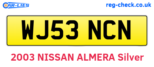WJ53NCN are the vehicle registration plates.