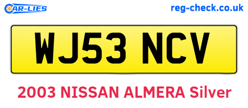 WJ53NCV are the vehicle registration plates.