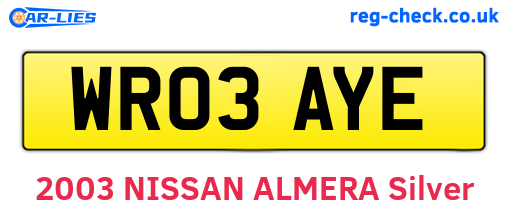 WR03AYE are the vehicle registration plates.