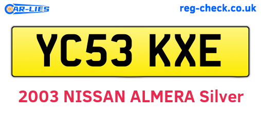 YC53KXE are the vehicle registration plates.