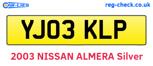 YJ03KLP are the vehicle registration plates.