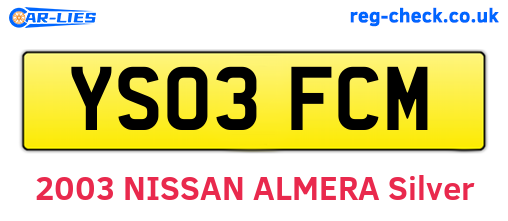 YS03FCM are the vehicle registration plates.