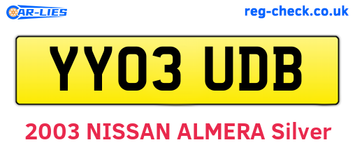YY03UDB are the vehicle registration plates.