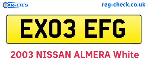 EX03EFG are the vehicle registration plates.