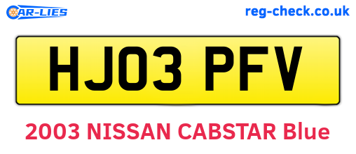 HJ03PFV are the vehicle registration plates.