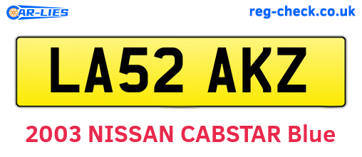 LA52AKZ are the vehicle registration plates.