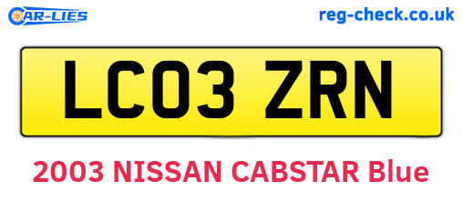 LC03ZRN are the vehicle registration plates.