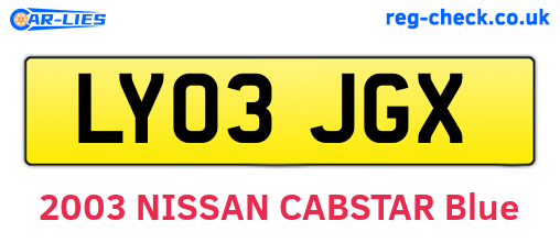 LY03JGX are the vehicle registration plates.
