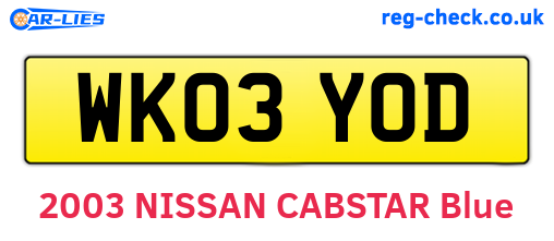 WK03YOD are the vehicle registration plates.