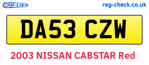 DA53CZW are the vehicle registration plates.